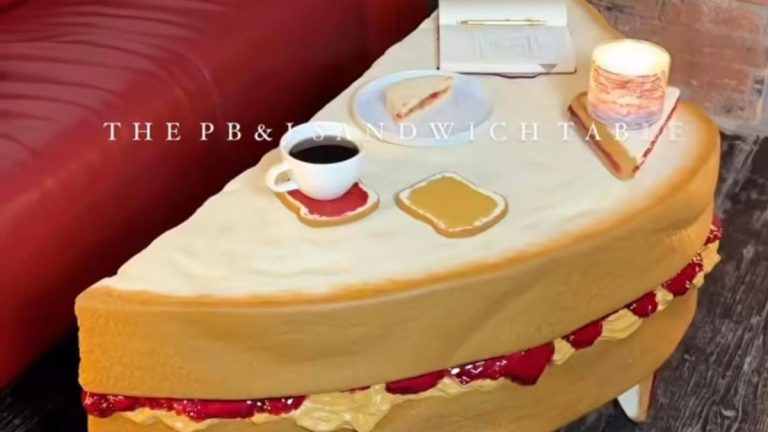 Man Creates Peanut Butter & Jelly Sandwich-Inspired Table, Goes Viral